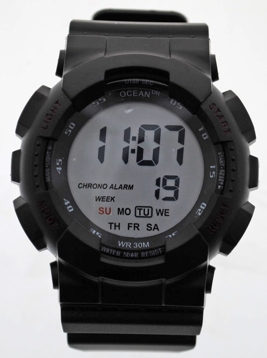 art. 1190 038RJ - OCEAN DR - Reloj Digital Crono Alarma, Caballero, Sumergible 3 ATM