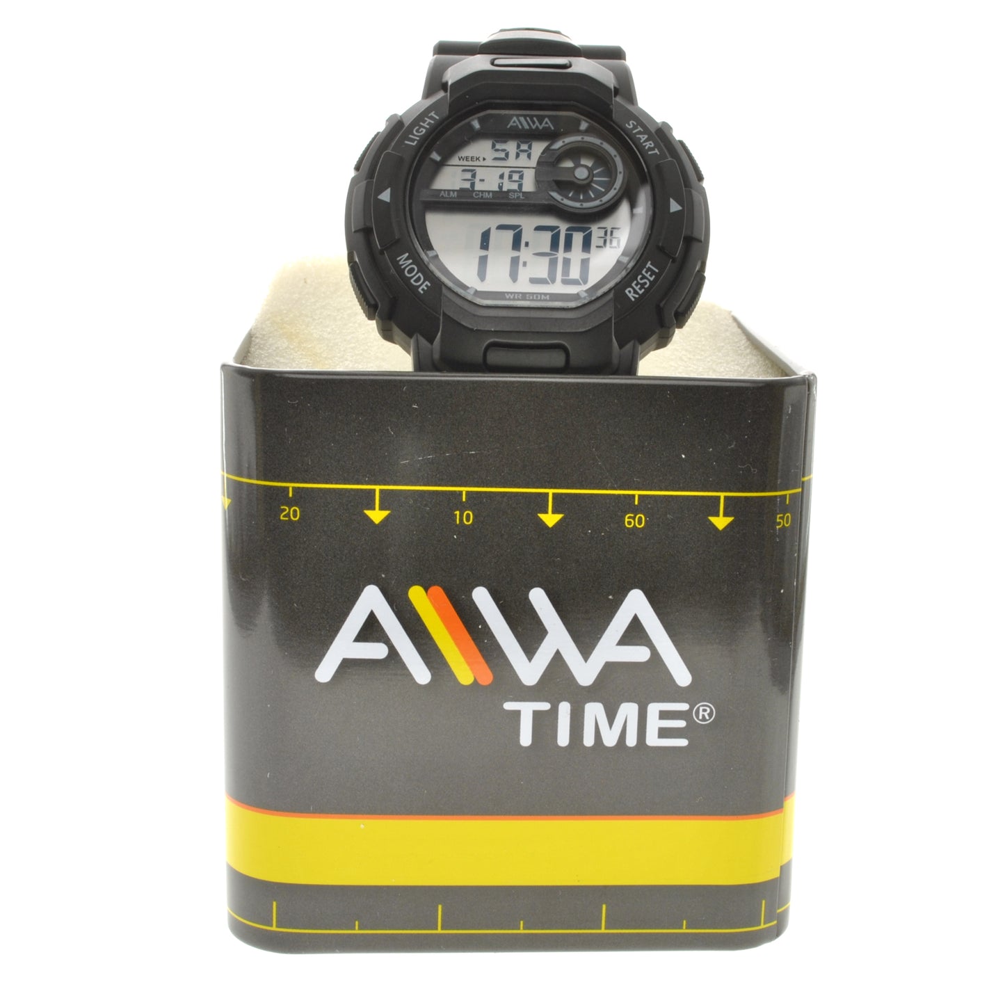 art. 10305 015NG - AIWA Time- Reloj Digital Crono Alarma, Caballero, AIWA Time, Sumergible 5 ATM