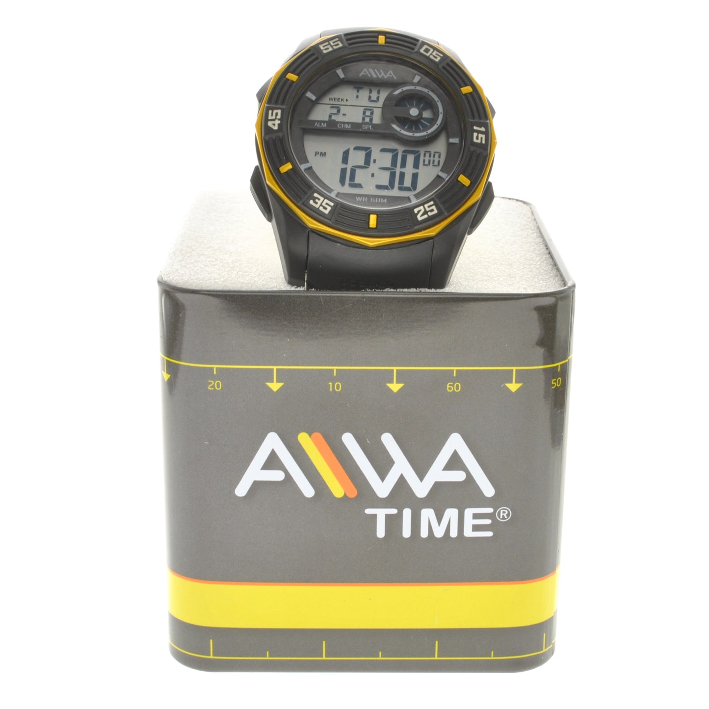 art. 10305 014AM - AIWA Time- Reloj Digital Crono Alarma, Caballero, AIWA Time, Sumergible 5 ATM