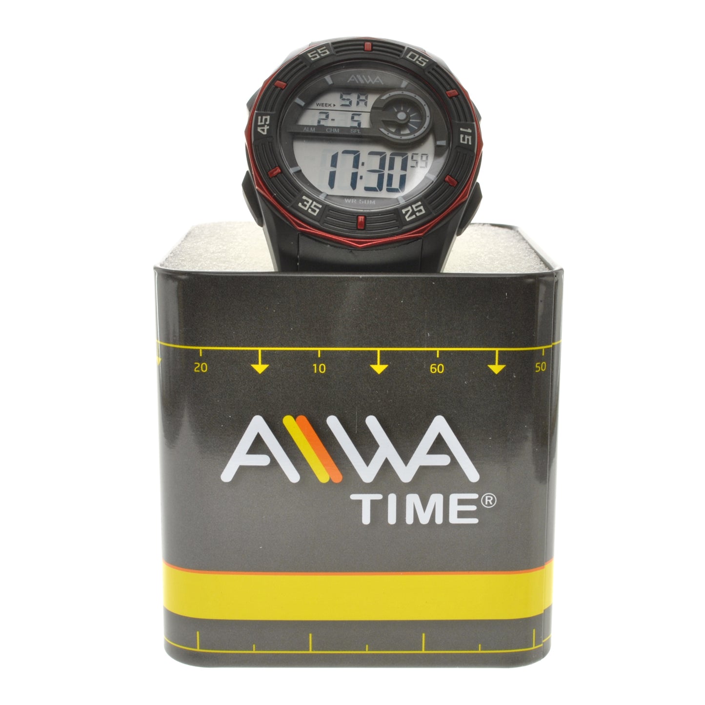 art. 10305 014RJ - AIWA Time- Reloj Digital Crono Alarma, Caballero, AIWA Time, Sumergible 5 ATM