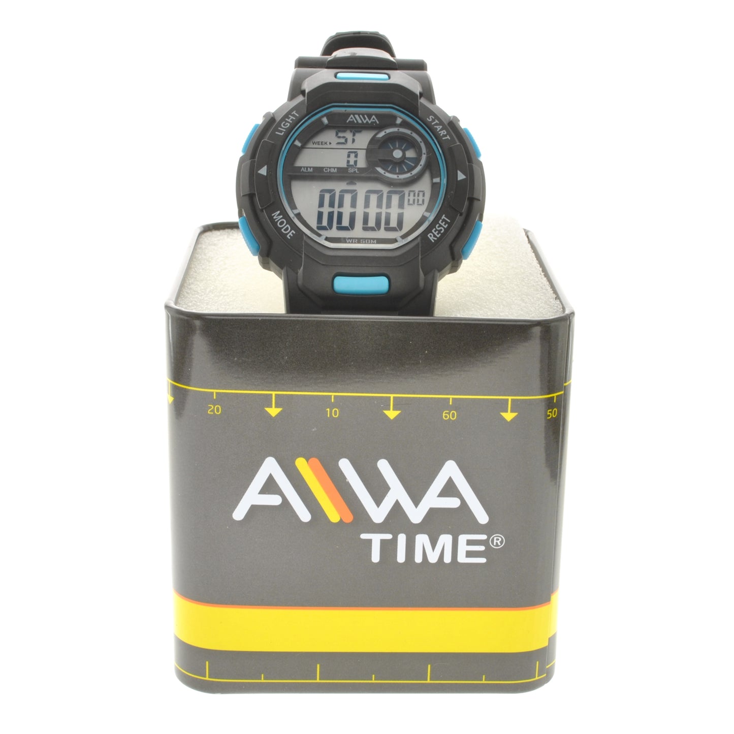 art. 10305 015CS - AIWA Time- Reloj Digital Crono Alarma, Caballero, AIWA Time, Sumergible 5 ATM