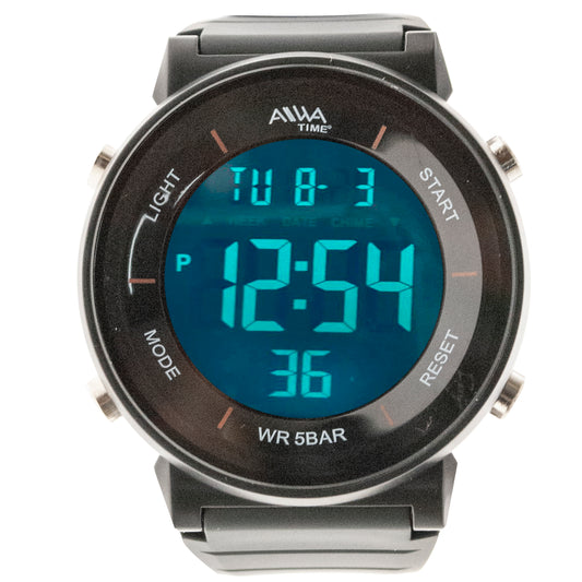 art. 10305 047NG - AIWA Time - Reloj Digital Crono Alarma, Caballero, AIWA Time, Sumergible 5 ATM