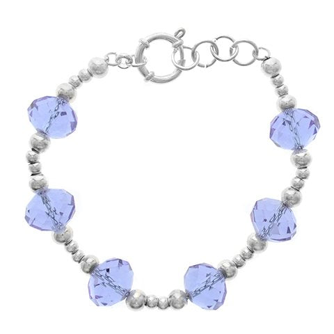 Pulsera acero blanco con cristal lila con cierre marinero D&K FERIA / 1000PI-2