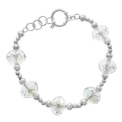 Pulsera acero blanco con cristal  transparente con cierre marinero D&K / 1000PI-4