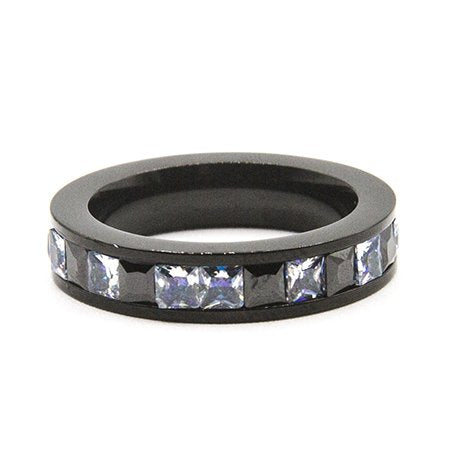 Anillo sinfin de acero negro con cubic negro y transparente D&K / 100PI-31