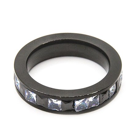 Anillo sinfin de acero negro con cubic negro y transparente D&K FERIA / 100SF-12