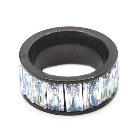 Anillo sinfin de acero negro con cubic boreal D&K / 100SF-25