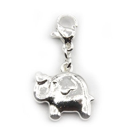 Dije acero blanco elefante 2,5 cm incl. Mosqueton D&K / 1300AM-10