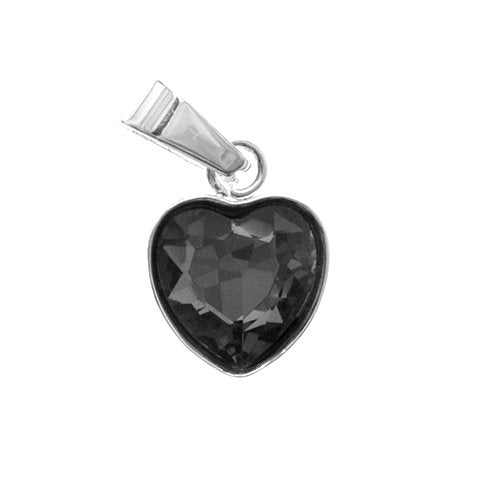 Dije acero blancocorazon con piedra facetada gris 2 cm D&K - 1300CZ-25