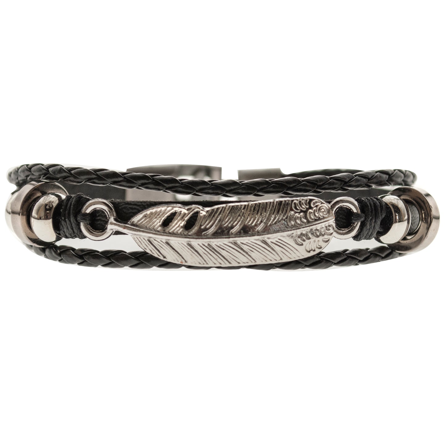 Pulsera negra cuero eco y Alloy Mod 19