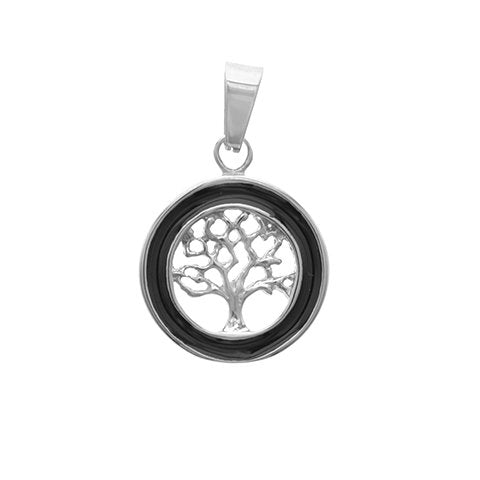 Dije Medalla Arbol de la Vida Borde Esmaltado de Acero Quirurgico 29 mm D&K / 500AV-145