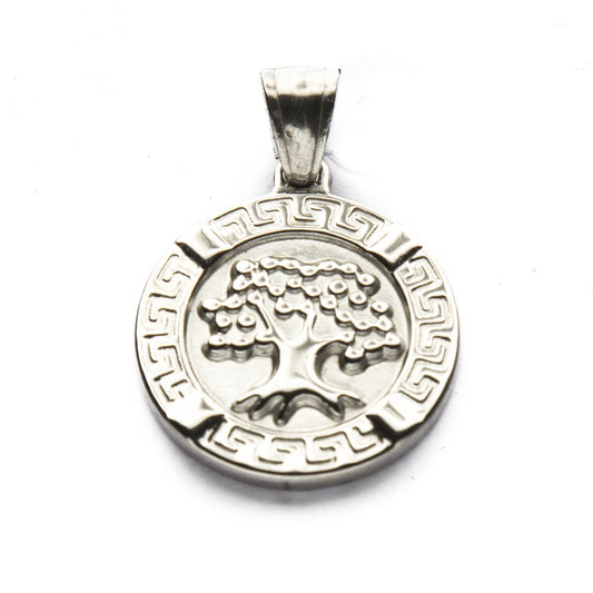 Dije Medalla Arbol De La Vida Con Guarda de Acero Quirúrgico 316L. Alt: 3,5 cm Incl. Argolla. / 500AV-46