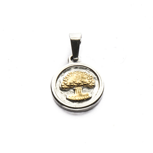 Dije Medalla D&K Arbol De La Vida Con Dorado de Acero Quirúrgico 316L. Alt: 2,6 cm Incl. Argolla. / 500AV-63