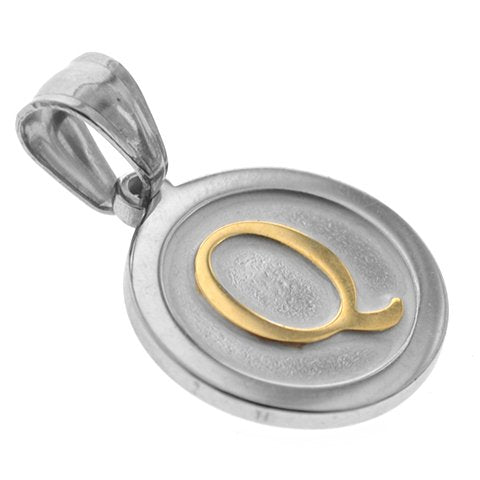 Dije Acero Quirurgico Medalla Inicial Q en Dorado de 32mm - 500IN-59