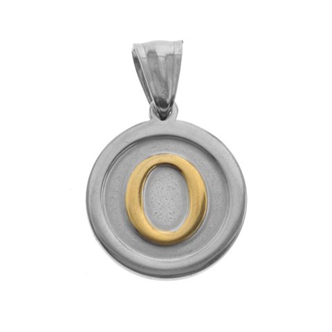 Dije Acero Quirurgico Medalla Inicial O en Dorado de 32mm - 500IN-61