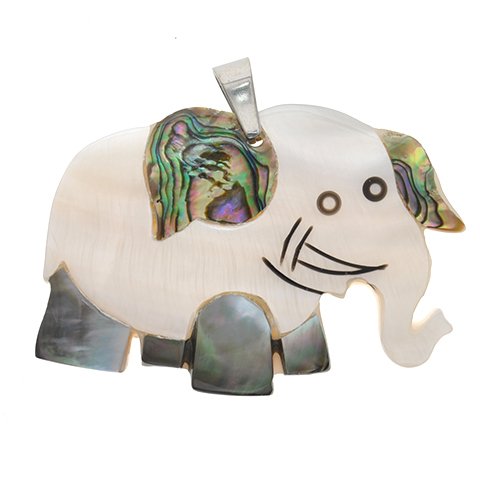 Dije acero quirurgico elefante con nacar 4 cm D&K - 500NA-4