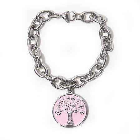 Pulsera D&K Con Dije Arbol De La Vida Esmaltado En Rosa / 600AV-20