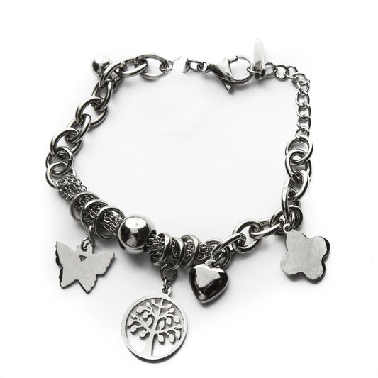 Pulsera Tiffany Con Dijes Arbol De La Vida, Mariposas Y Corazónes / 600AV-6