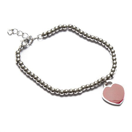 Pulsera Bolitas D&K Con Dije Corazón Rojo / 600BO-7