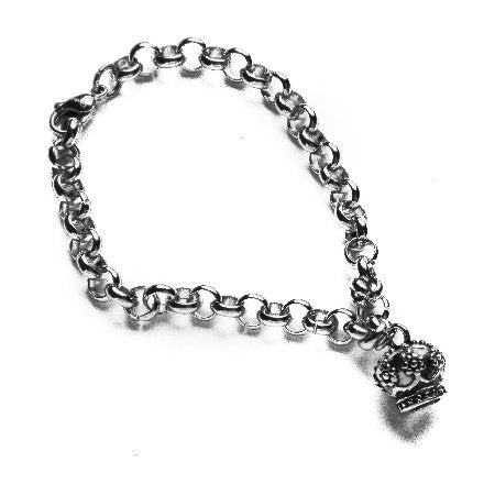 Pulsera Rolo Con Dije Corona / 600CO-10