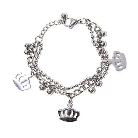 Pulsera D&K Bolitas Con Tres Dijes Corona / 600CO-15