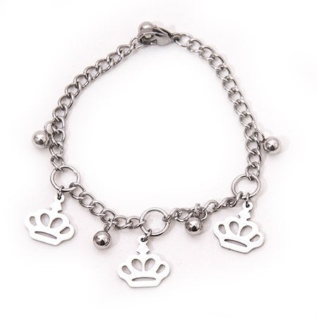 Pulsera con dijes corona y bolitas 5 mm 21 cm D&K / 600CO-31