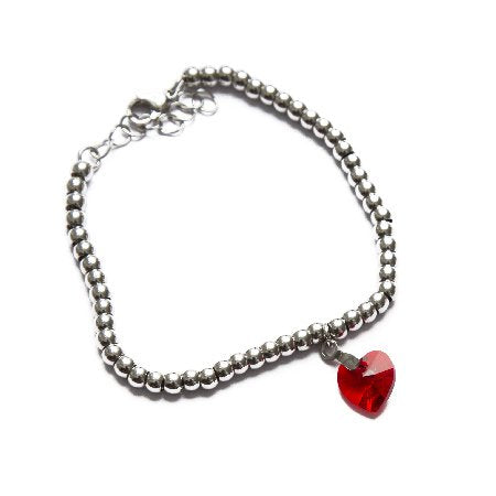 Pulsera D&K Bolitas Con Dije Corazón Rojo / 600CZ-20