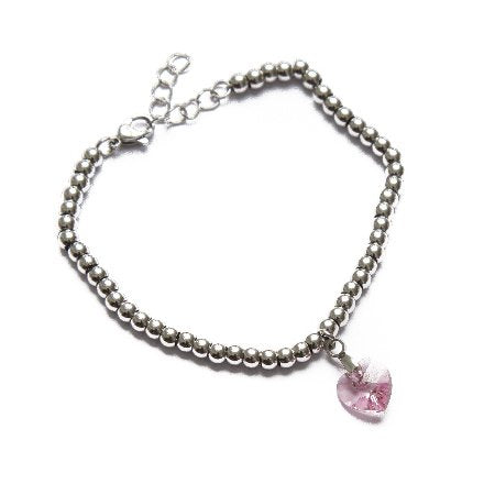 Pulsera D&K Bolitas Con Dije Corazón Rosa / 600CZ-21