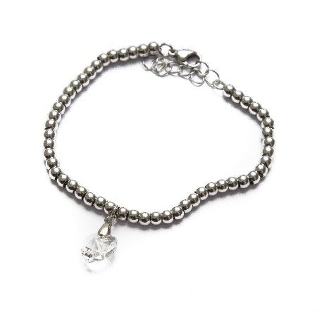 Pulsera D&K Bolitas Con Dije Corazón Transparente / 600CZ-22