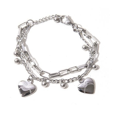 Pulsera doble D&K con dijes Corazónes y pelotitas / 600CZ-36