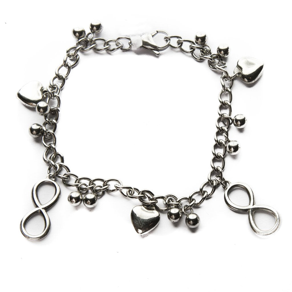 Pulsera Force Con Dije Corazón, Pelotitas E Infinito / 600CZ-7