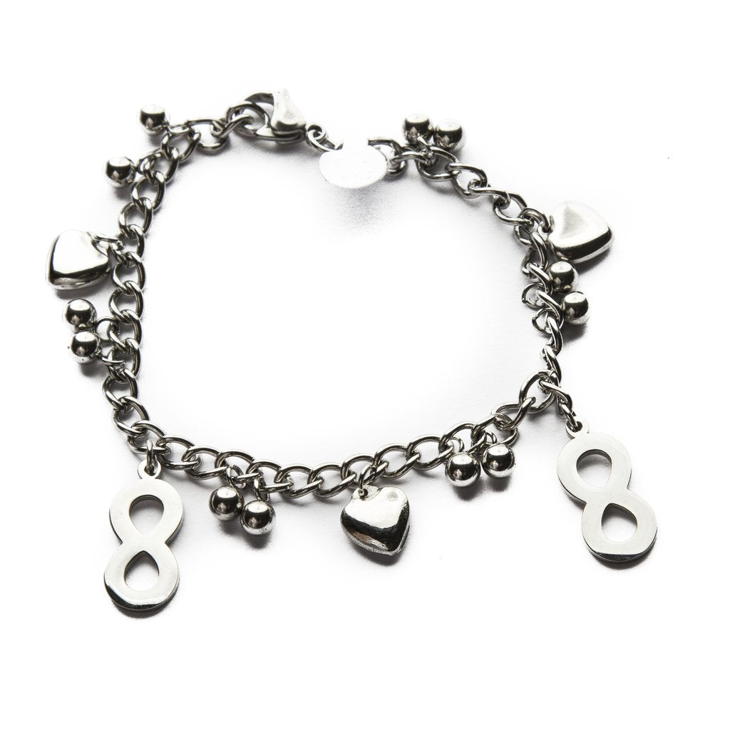 Pulsera Force Con Dije Corazón, Pelotitas E Infinito / 600CZ-8