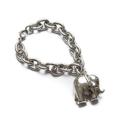 Pulsera Gruesa Con Dije Elefante Grande / 600DI-11