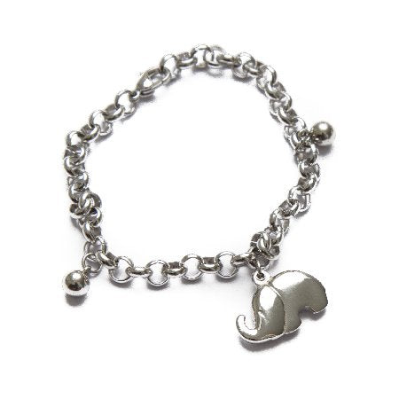 Pulsera Rolo Con Dije De Elefante Y Pelotitas / 600DI-13