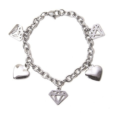 Pulsera D&K Con Dijes Diamantes Y Corazónes / 600DI-29