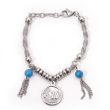 Pulsera de la fortuna con dije de moneda D&K / 600DI-44