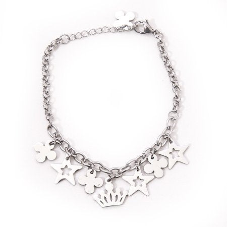 Pulsera con dijes coronas, estrellas y flores D&K / 600DI-56