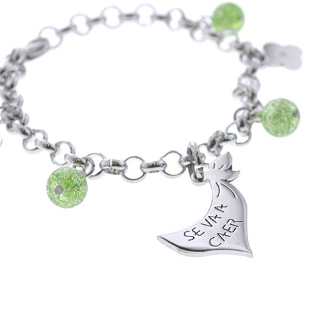 Pulsera Acero Quirurgico con Dije Se Va a Caer bolitas verde de  20 Cm / 600DI-61