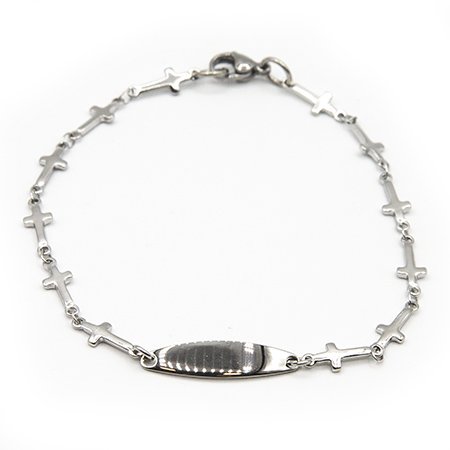 Pulsera acero identidad con eslabones cruces 21.5 cm D&K / 600ID-26