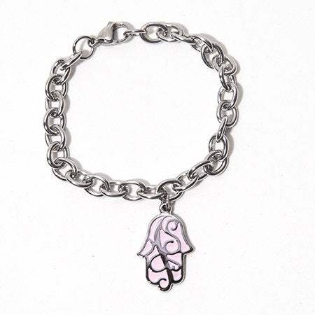 Pulsera D&K Con Dije Mano De Fatima Esmaltado En Rosa / 600RE-114