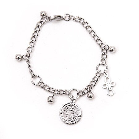 Pulsera grumet con medalla San Benito y bolitas D&K / 600RE-142