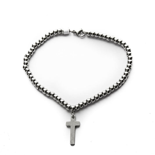 Pulsera Pelotitas Con Cruz / 600RE-25