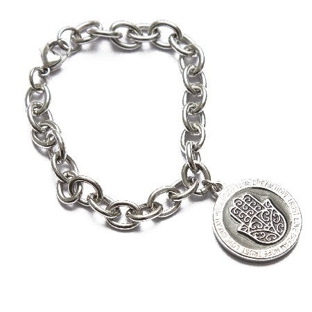 Pulsera Con Medalla Esmaltada En Negro Mano De Fatima / 600RE-51