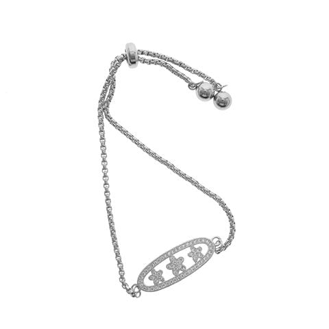 Pulsera tennis acero T-Swarovski dije flores con cubic D&K - 600TN-16