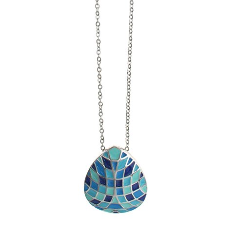 Conjunto de Acero Quirúrgico Dije Gota Esmaltado Mosaico Aquamarine D&K de 50 Cm / 700CD-72