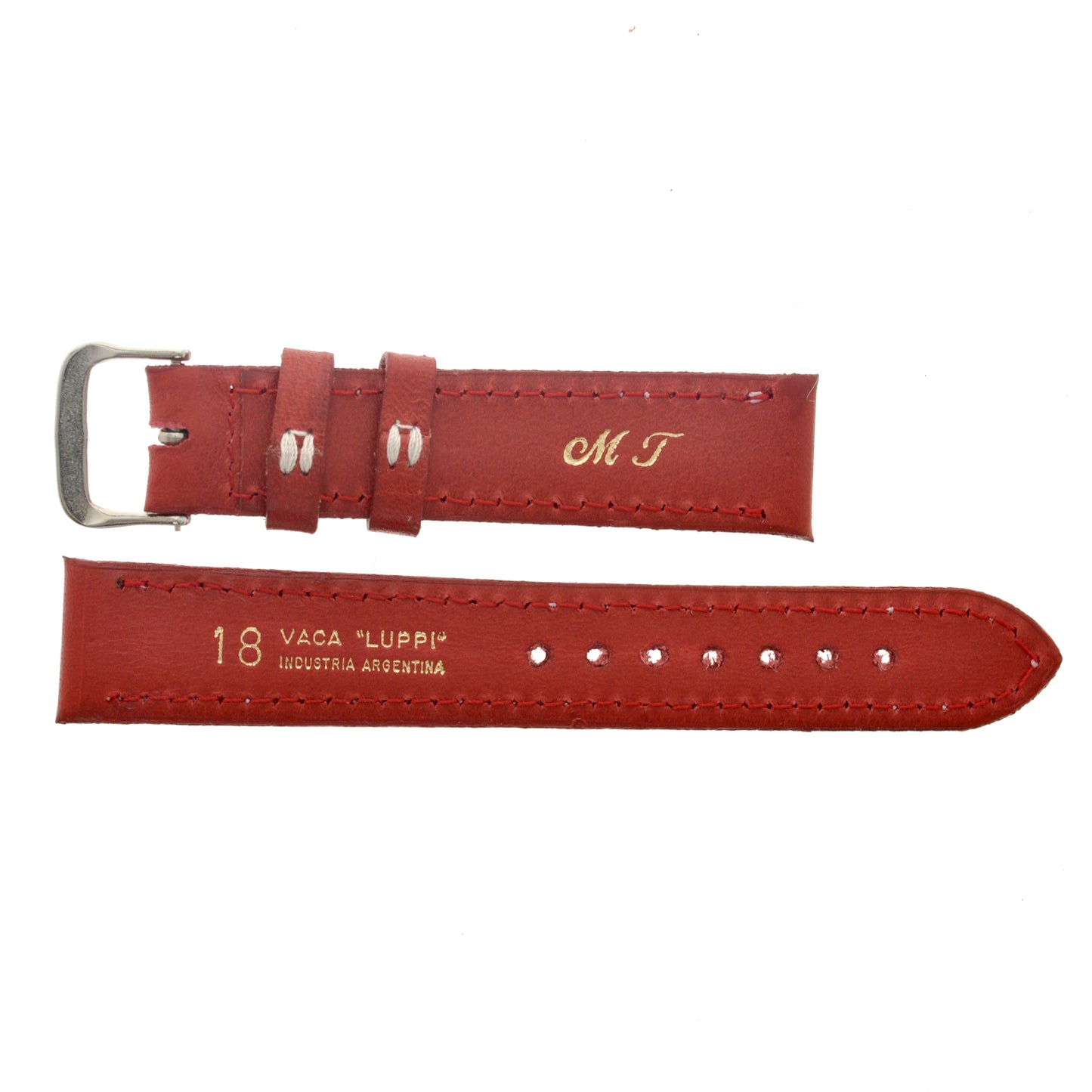 Malla para Reloj Pulsera, Cuero Luppi 18 MM Rojo