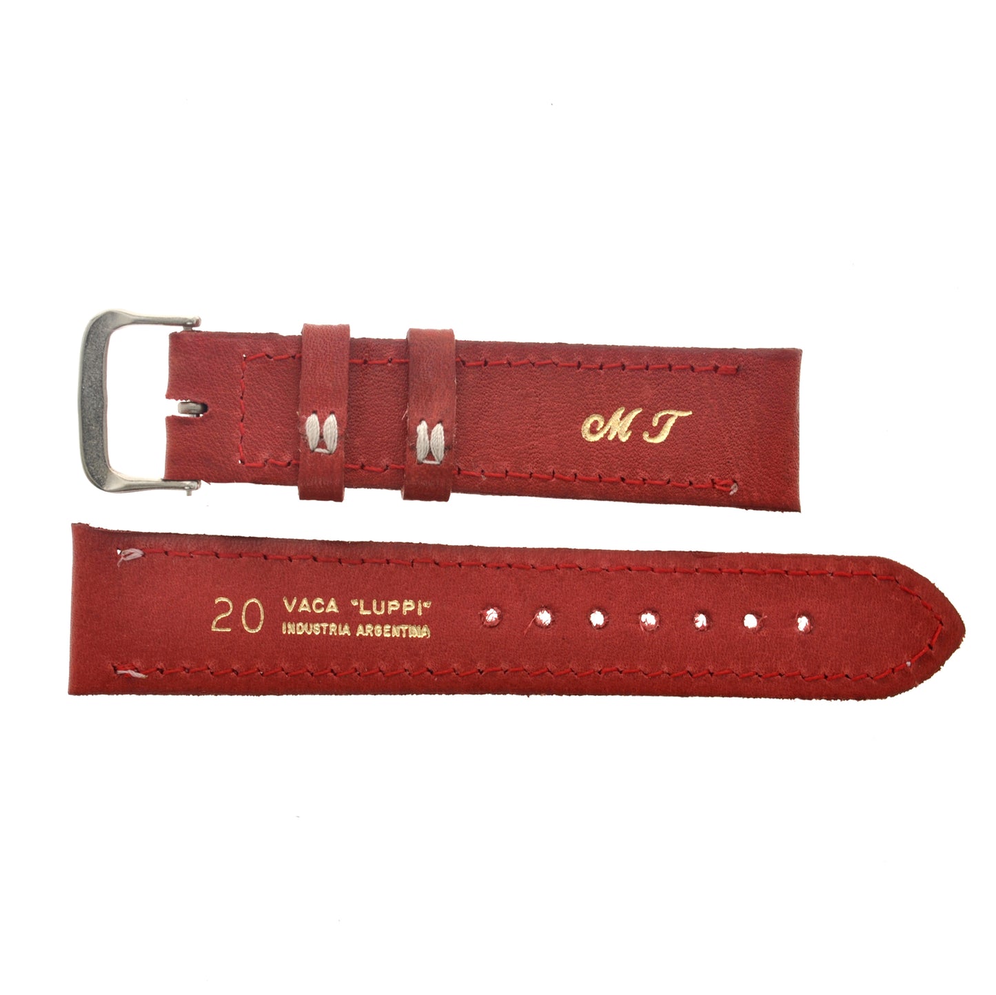 Malla para Reloj Pulsera, Cuero Luppi 20 MM Rojo