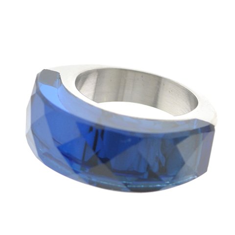 Anillo de acero T-Swarovski con piedra azul D&K  / 100PI-34