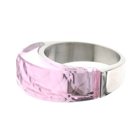 Anillo de acero T-Swarovski con piedra rosa D&K / 100PI-32