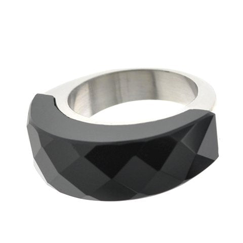 Anillo de acero T-Swarovski con piedra negra D&K FERIA / 100PI-36